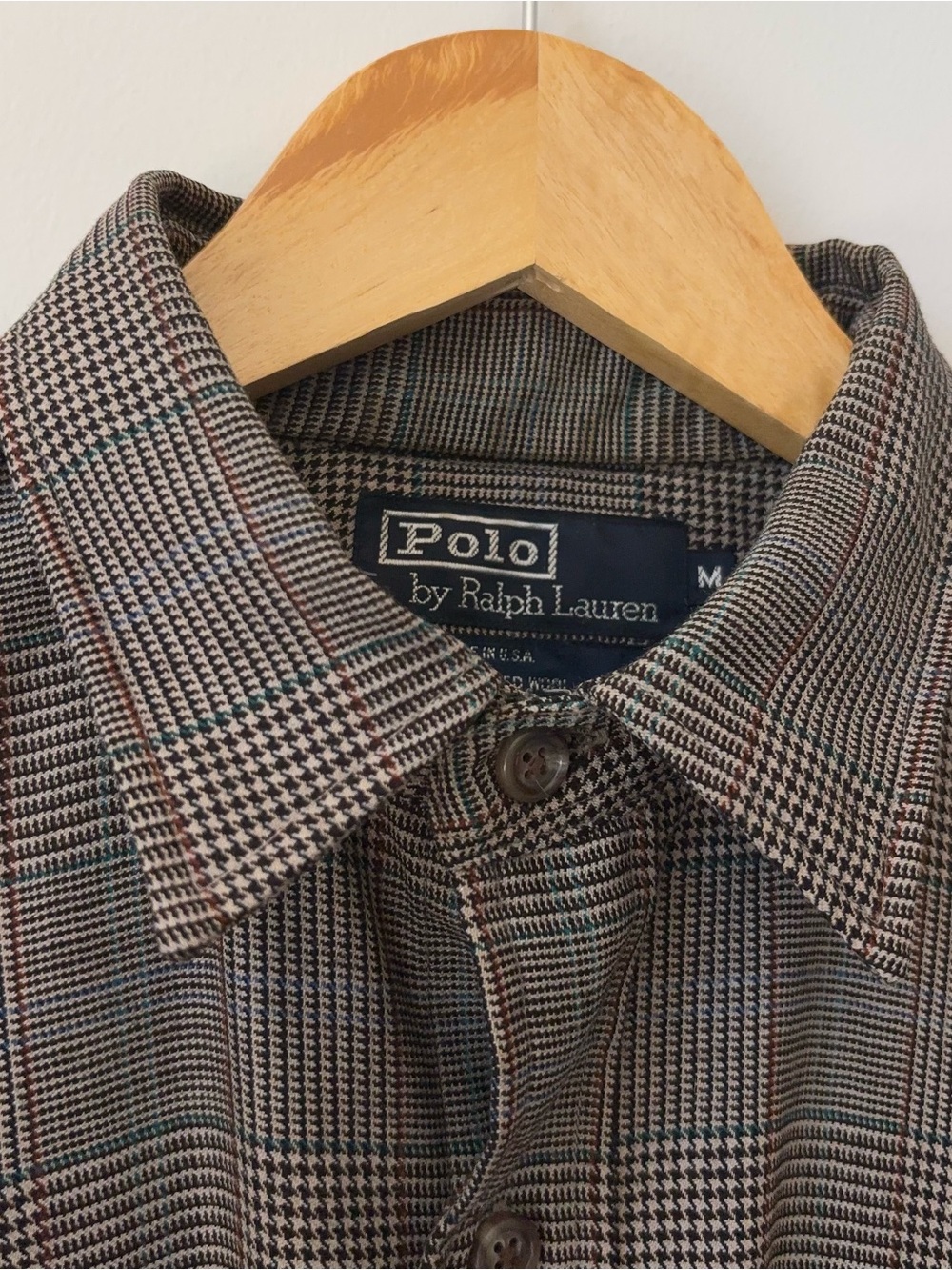 Vintage Polo Ralph Lauren 100% Wool Utility Shirt Men’s M Houndstooth MiUSA